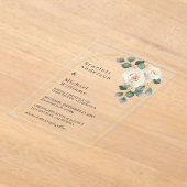 Invitations En Acrylique Elégante Rose blanche moderne et Mariage d'arc dor (Poser)