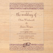 Invitations En Acrylique Elégante Rose Gold Parties scintillant Mariage dam (Recto)