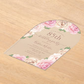 Invitations En Acrylique Elégante Rose Rose Floral Arch 85e fête d'annivers (Poser)
