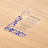 Invitations En Acrylique Elégante Royal Blue et White Swirls (Poser)