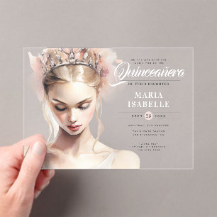 Invitations En Acrylique Élégante Soirée Anniversaire Chic Blush Rose Quinc