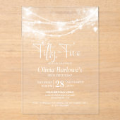 Invitations En Acrylique Élégante String Lights 55e anniversaire fête (Recto)
