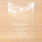 Invitations En Acrylique Élégante String Lights 70e anniversaire fête (Recto)
