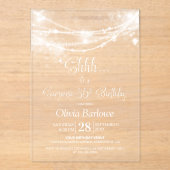 Invitations En Acrylique Élégante String Lights Surprise 85e anniversaire f (Recto)