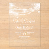 Invitations En Acrylique Élégante String Lights Sweet 16 Anniversaire (Recto)