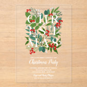 Invitations En Acrylique Élégante verdure NOËL (Recto)