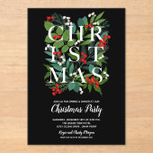 Invitations En Acrylique Élégante verdure NOËL (Recto)