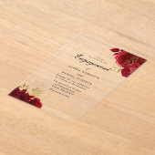 Invitations En Acrylique Élégante Vintage Romantique Red Rose (Poser)