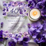 Invitations En Acrylique Élégante Violette violette Florale 40e fête d'anni<br><div class="desc">Design floral violet élégant "40th Birthday Party" avec un haut et un fond floral de violettes avec des accents d'étoile blanche.</div>