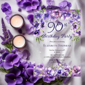 Invitations En Acrylique Élégante Violette violette Florale 90ème anniversa