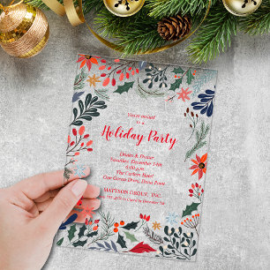 Invitations En Acrylique Élégantes botaniques d'hiver pour les fêtes de Noë