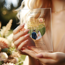 Élégantes Dahlias Rose Mariage Photo Script Doré