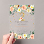 Invitations En Acrylique Élégantes filles florales 2e anniversaire (In situ (ordinateur de poche))