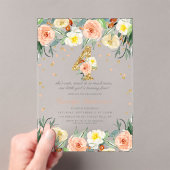 Invitations En Acrylique Élégantes filles florales 4e anniversaire (In situ (ordinateur de poche))