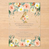 Invitations En Acrylique Élégantes filles florales 4e anniversaire (Recto)