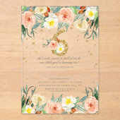 Invitations En Acrylique Élégantes filles florales 6e anniversaire (Recto)