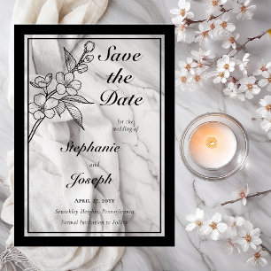 Invitations En Acrylique Élégantes Fleurs de Printemps Mariage Enregistrez