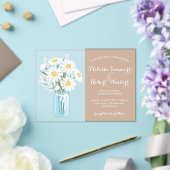 Invitations En Acrylique Elégantes marguerites blanches Mason Jar Mariage b (Insitu (Mariage))