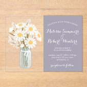 Invitations En Acrylique Élégantes marguerites blanches Mason Jar Mariage L (Recto)