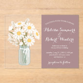 Invitations En Acrylique Elégantes marguerites blanches Mason Jar Mariage R (Recto)