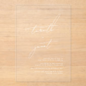 Invitations En Acrylique Élégants NOMS Mariage blanc Moderne Calligraphie (Recto)