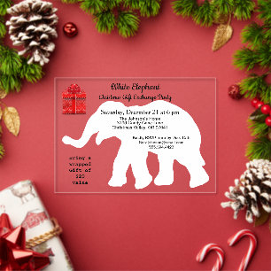 Invitations En Acrylique Éléphant Blanc Noël Motif Diamant Dos