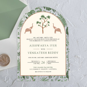 Invitations En Acrylique Éléphant de la Forêt Tropicale Arche Mariage Indie
