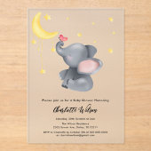 Invitations En Acrylique Eléphant mignon avec petit Baby shower papillon (Recto)