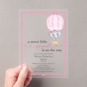 Invitations En Acrylique Eléphant rose bébé fille douche (In situ (ordinateur de poche))