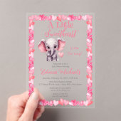 Invitations En Acrylique Elephant Un Petit Baby shower Fille Amoureuse (In situ (ordinateur de poche))