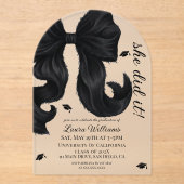 Invitations En Acrylique Elle a fait son diplôme Bow (Recto)