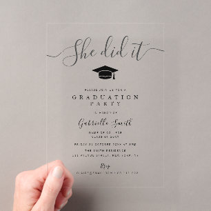 Invitations En Acrylique ELLE A RÉUSSI ! Fête de remise des diplômes de scr