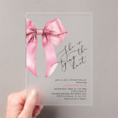 Invitations En Acrylique Elle attache le noeud Pink Bow Bridal (In situ (ordinateur de poche))