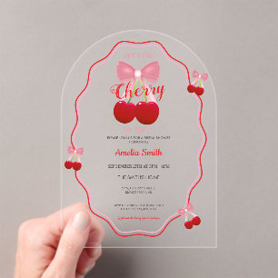 Invitations En Acrylique Elle est la cerise sur le dessus Rose Pink Enterre