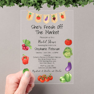 Invitations En Acrylique Elle est la fête de fiançailles de légumes frais d