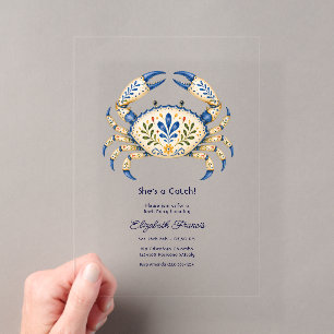 Invitations En Acrylique Elle est un trésor Amalfi Coast Crab Enterrement d