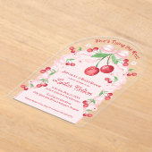 Invitations En Acrylique Elle noue la mariée cerise Coquette (Poser)