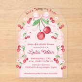 Invitations En Acrylique Elle noue la mariée cerise Coquette (Recto)