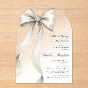 Invitations En Acrylique Elle noue le noeud Bachelorette Arched
