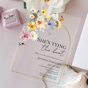 Invitations En Acrylique Elle noue le noeud   FÊTE DES MARIÉES FLEUR SAUVAG