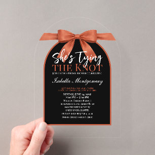 Invitations En Acrylique Elle Noue le Nœud Palette Terracotta Ruban