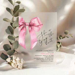 Invitations En Acrylique Elle noue le nœud Rose Pink Bridal shower