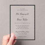 Invitations En Acrylique Elle Simple Mariage moderne<br><div class="desc">Faire-part de mariage moderne avec un design simple avec les détails de votre événement entouré d'une fine bordure.</div>