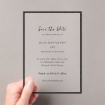 Invitations En Acrylique Elle Simple mariage moderne Enregistrer la date<br><div class="desc">Un mariage moderne sauvez la date avec un design simple avec vos détails de l'événement entouré d'une mince bordure.</div>