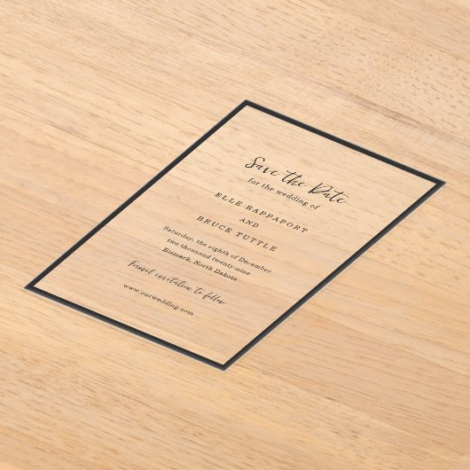 Invitations En Acrylique Elle Simple mariage moderne Enregistrer la date (Poser)