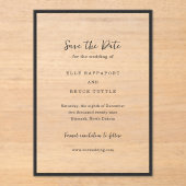 Invitations En Acrylique Elle Simple mariage moderne Enregistrer la date (Recto)