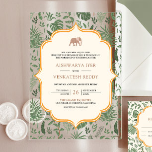 Invitations En Acrylique Élphant de la Forêt Tropicale Mariage Indien