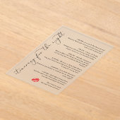 Invitations En Acrylique Embrasse l'Itinéraire Miss Adieu pour la nuit (Poser)