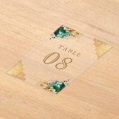 Invitations En Acrylique Emerald Floral Lace Wedding Acrylic Table Number (Poser)