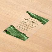 Invitations En Acrylique Emerald Green and Gold Agate Marble Wedding (Poser)